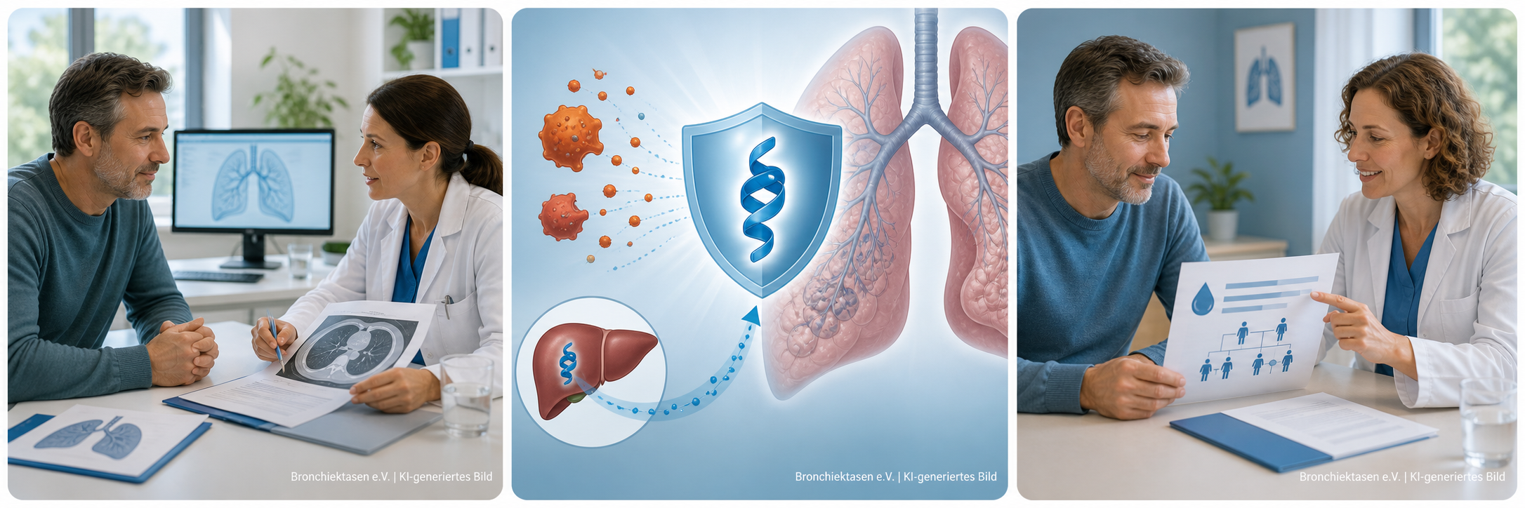 Ärztliches Gespräch über Alpha-1-Antitrypsin-Mangel und Bronchiektasen